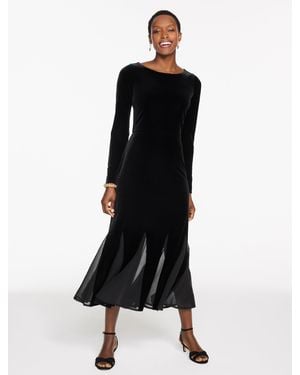 Talbots Velour Fit & Flare Maxi Dress - Black