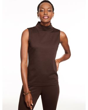 Talbots Passport Ponte Mockneck Sleeveless Shell Top - Brown