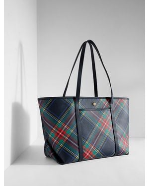 Talbots Harper Jolly Tartan Tote - Blue