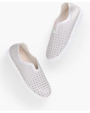 Ilse Jacobsen Metallic Laser Cut Tulip Slip-on Flats - White