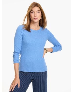 Talbots Ribbed Long Sleeve Crewneck T-shirt - Blue