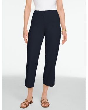 Talbots Stretch Linen Straight Leg Crop Pants - Blue