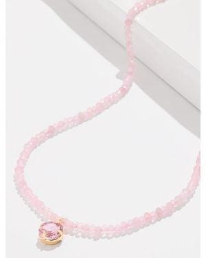 Talbots Piqué Crystal Necklace - Pink