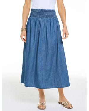 Talbots Smocked Waist Denim Skirt - Blue