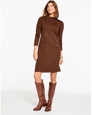 Talbots Luxe Ponte Mockneck Dress - Brown