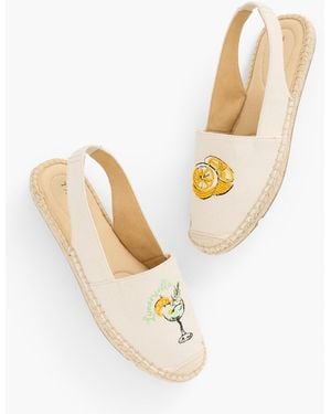 Talbots Izzy Slingback Beaded Espadrille Flats - White