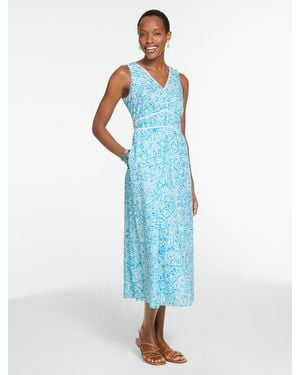 Talbots Voile Fit & Flare Dress - Blue