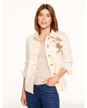 Talbots Embroidered Denim Shirt Jacket - Natural