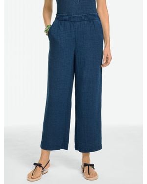 Talbots Cotton Gauze Straight Crop Pull-on Trousers - Blue