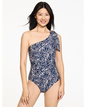 Talbots Aqua Club Bow Shoulder One-piece Swimsuit - Blue