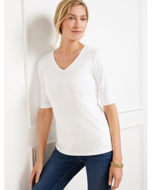 Talbots Pima Cotton V-neck T-shirt - White