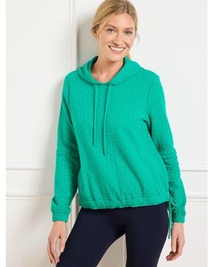 Talbots Puckered Jacquard Drawstring Hoodie - Green