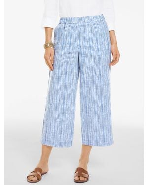 Talbots Linen Wide Crop Pull-on Trousers - Blue