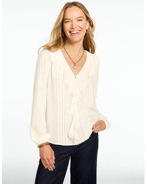 Talbots Pintuck Ruffle Soft Top - White