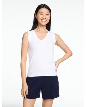 Talbots Draped V-neck Ribbed Sleeveless Tank Top - White