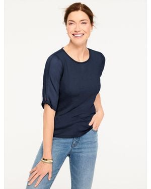 Talbots Elbow Sleeve Knot Top - Blue