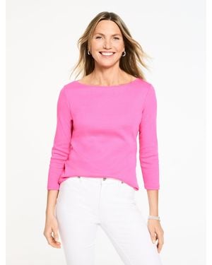 Talbots Solid Bateau Neck T-shirt Pima Cotton - Pink