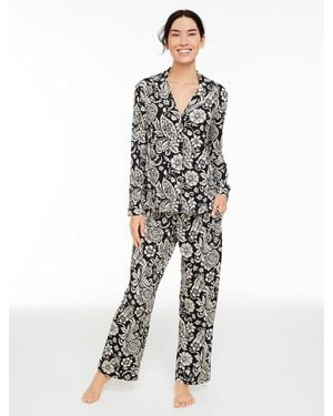 Talbots X Soma Cool Nights Long Sleeve & Pants Pajama Set - White