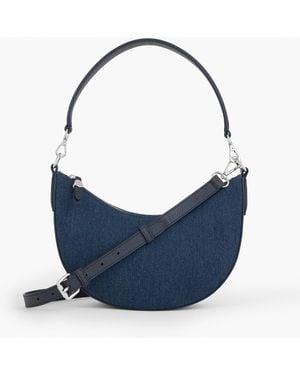 Talbots Leather Trim Denim Crescent Shoulder Bag - Blue