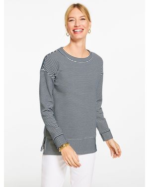 Talbots Ottoman Knit Crewneck Tunic Sweatshirt - Gray