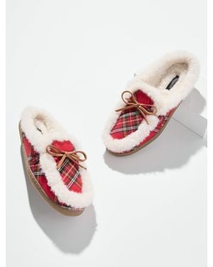 Talbots Marley Flannel Classic Shearling Slippers - Pink
