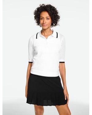 Talbots Coolmax® Open Stitch Polo Sweater - White