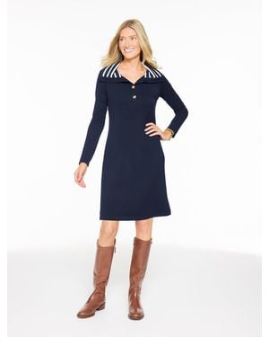Talbots Johnny Collar Knit Shift Dress - Blue