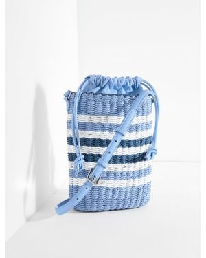 Talbots Straw Bucket Bag - Blue