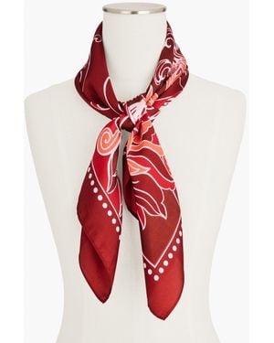 Talbots Floral Swirls Square Scarf - Red