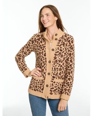 Talbots Jacquard Cardigan Sweater - Natural