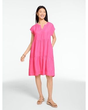 Talbots Linen Tiered Swing Dress - Pink