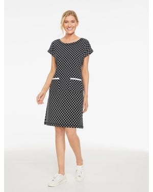 Talbots French Terry Short Sleeve Dress - Blue