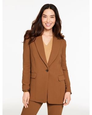 Talbots Polished Crepe Single Button Blazer - Brown