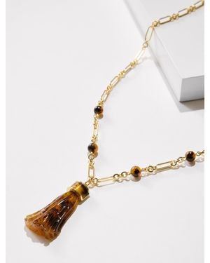 Talbots Tortoiseshell Tassel Necklace - White