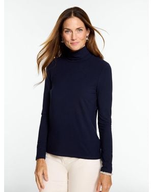 Talbots Platinum Jersey Turtleneck Top - Blue