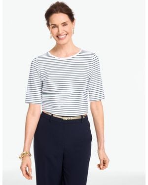 Talbots Platinum Jersey Elbow Sleeve Top - White