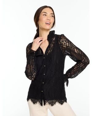 Talbots Martina Lace Ruffle Top - Black