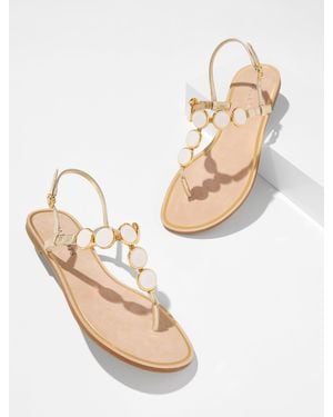 Talbots Lucia Charms Metallic Strappy Sandals - Natural