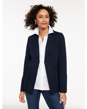 Talbots Single Button Twill Blazer - Blue