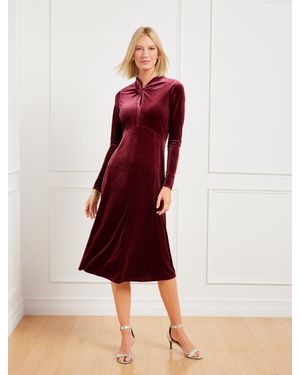 Talbots Velvet Draped Neck Midi Dress - Red