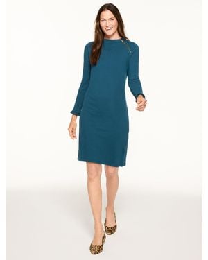 Talbots French Terry Mockneck Dress - Blue