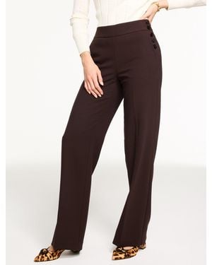 Talbots Greenwich Tailored Stretch Wide Leg Trousers - Brown