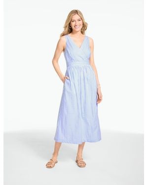 Talbots Seersucker Fit & Flare Dress - Blue