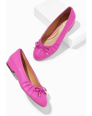Talbots Madison Pleated Nappa Ballet Flats - Pink