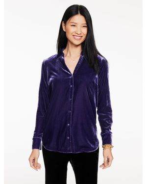 Talbots Velvet Button Front Shirt - Blue