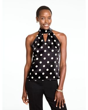 Talbots Elevated Dot Halter Top - White