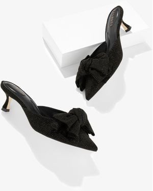 Talbots Ember Bow Crystal Leather Mules - Black