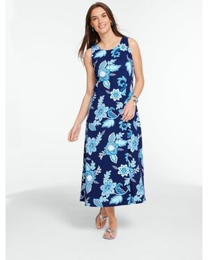 Talbots Sleeveless Jersey Maxi Dress - Blue