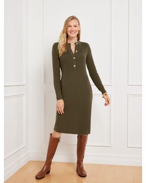 Talbots Button Mockneck Sweater Dress - Natural