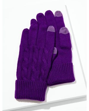 Talbots Soft Cable Knit Gloves - Purple